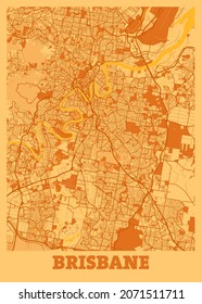 Brisbane - Australia Sunset City Map