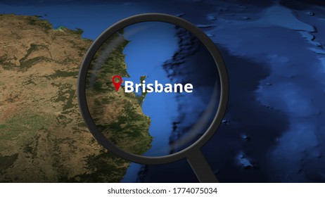 Brisbane City Being Found On The Map 3D Rendering