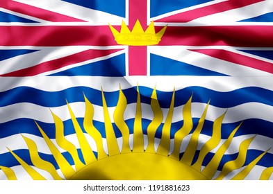British Columbia stylish waving and closeup flag illustration. Perfect for background or texture purposes.