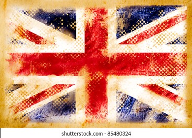 British Flag Grunge  On Old Vintage Paper