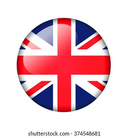 The British Flag. Round Glossy Icon. Isolated On White Background.