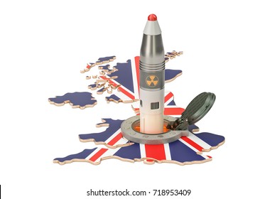 British Missile Launches From Its Underground Silo Launch Facility, 3D Rendering