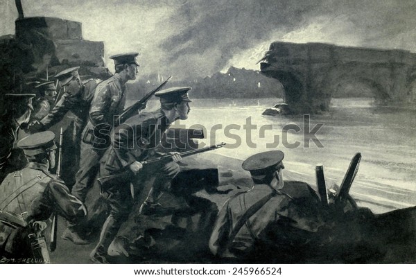 British Troops On Sambre River Bank Stock Illustration 245966524 ...