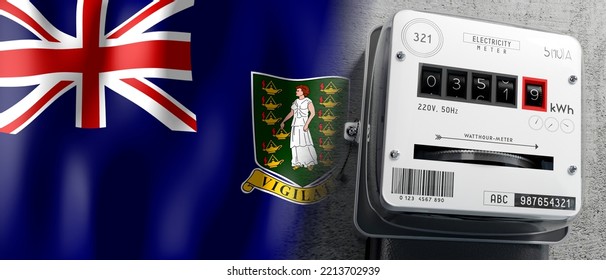 British Virgin Islands - Country Flag And Energy Meter - 3D Illustration