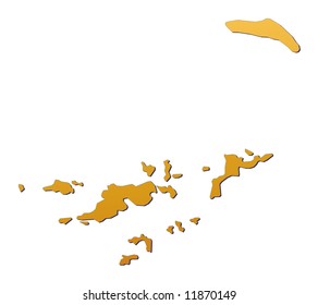 British Virgin Islands map filled with orange gradient. Mercator projection.