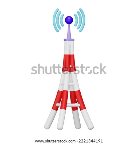 Broadcast tower 3d rendering isometric icon.