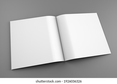Brochure Blank White Template For Presentation Layouts And Design. 3d Illustration. Grey Background