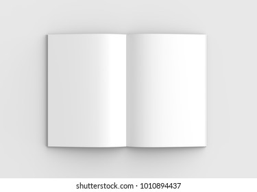 Brochure, magazine, book or catalog mock up isolated on soft gray background. 3D illustrating