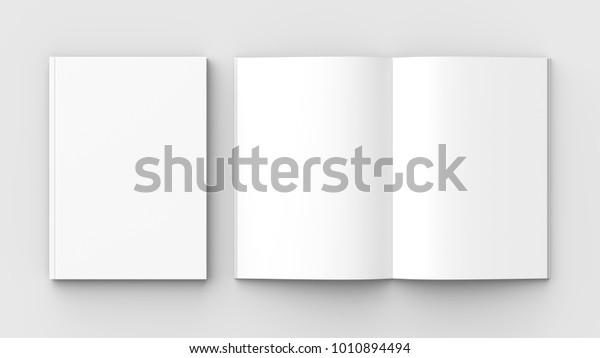 ソフトグレイの背景にパンフレット 雑誌 本 カタログのモックアップ 3dイラスト のイラスト素材
