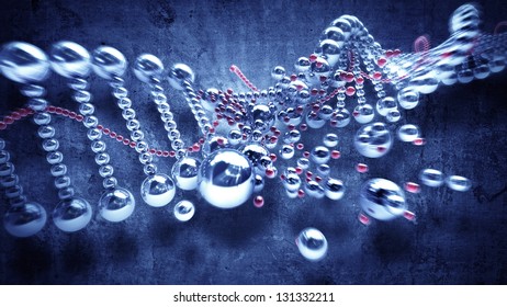 Brocken DNA Chain Background. High Resolution 3d Render