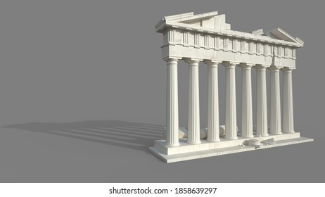 Broken Ancient Greek Columns. 3D Render.