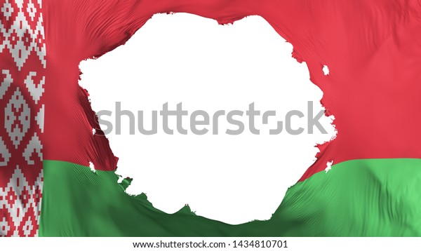 Broken\
Belarus flag, white background, 3d\
rendering