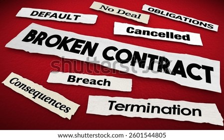 Broken Contract Termination Default Breach News Headlines 3d Illustration