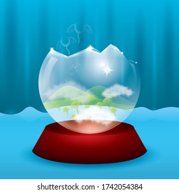 A Broken Crystal Ball.. Illustration Decorative Background Design