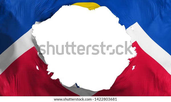 Broken Denver city, capital of Colorado state\
flag, white background, 3d\
rendering