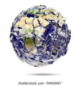 Broken Earth Planet on white background