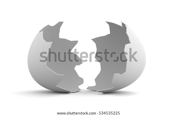 Broken Egg Shell Isolated On White Stock Illustration 534535225 ...