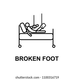 Broken Foot Icon. Element Of Treatment With Name For Mobile Concept And Web Apps. Thin Line Broken Foot Icon Can Be Used For Web And Mobile. Premium Icon On White Background