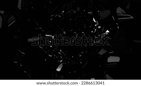Broken glass effect. Breaking template. 3D render.