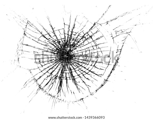 白い背景に割れたガラス テクスチャ背景にオブジェクトデザイン ガラスの破れた白黒の抽象的パターン のイラスト素材