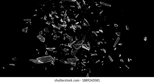 Broken glass window. Texture of broken glass. Isolated realistic cracked glass effect. Template for design. Black and white 3D illustration 