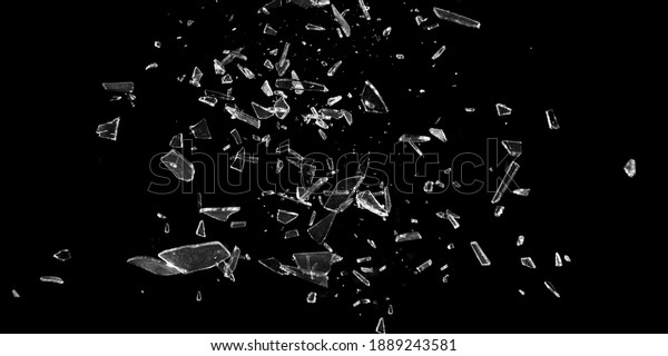 Broken glass window. Texture of broken glass. Isolated\
realistic cracked glass effect. Template for design. Black and\
white 3D illustration\
