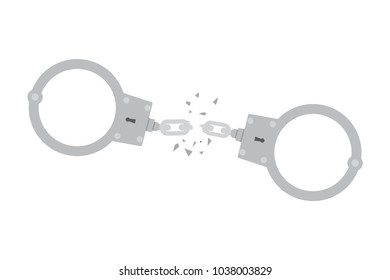 Broken Handcuffs. Freedom Concept. 