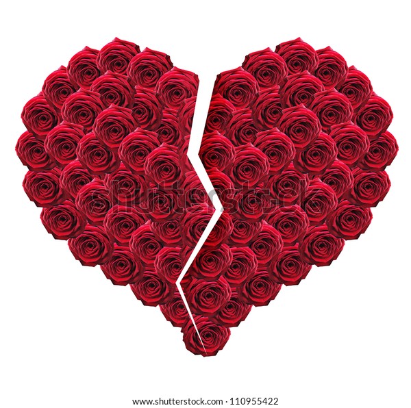 Broken Heart Made Red Roses Isolated Stock Illustration 110955422