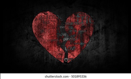 Broken Heart On Grunge Background