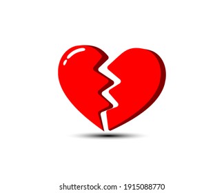 Broken Heart On A White Background  Illustration