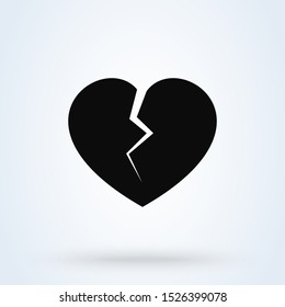 Broken Heart Simple Modern Icon Design Illustration.