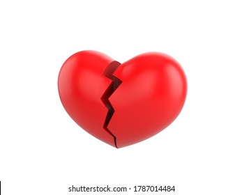 Broken Heart Symbol In 3D Rendering.