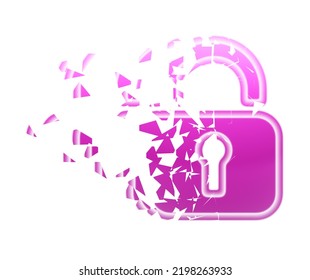 Broken Lock Icon Isolated In White Background. Illustration.