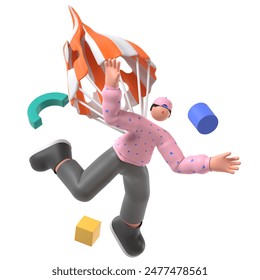 Broken Parachute Empty State 3D Illustration