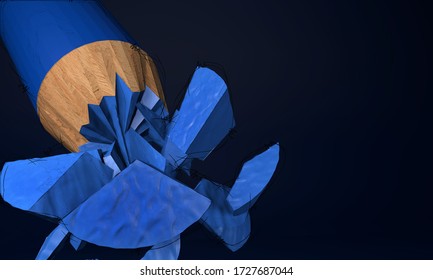 Broken Pencil Tip Blue, 3d Illustration