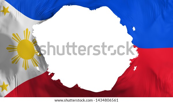 Broken\
Philippines flag, white background, 3d\
rendering