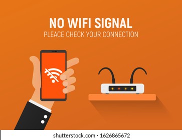 Broken Router No Wifi Connection Illustration. Error Wireless. Disconnecting The Internet For Non-payment.