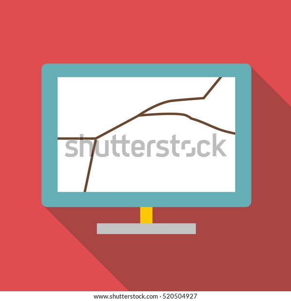 Broken screen of computer icon.\
Flat illustration of broken screen of computer  icon for\
web