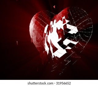 Broken Shattered Heart Lost Love Glowing Abstract Illustration