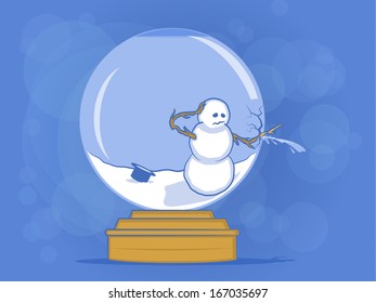 Broken Snow Globe Illustration With Sad Snow Man