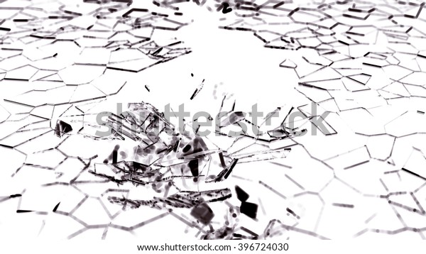 Broken
and splitted glass pieces on white. shallow
DOF