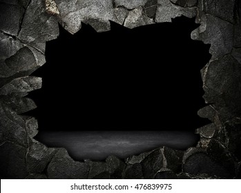 Broken Stone Wall Interior Background