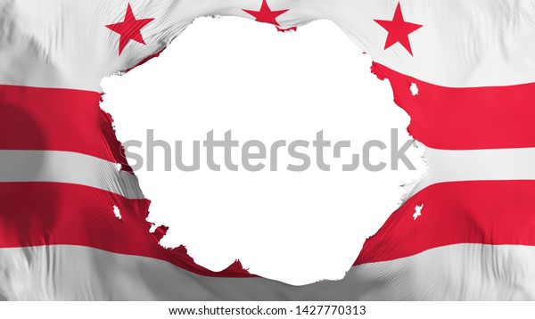 Broken Washington DC state flag, white\
background, 3d\
rendering