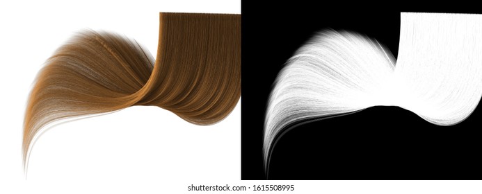 Bronde Natural Hair Isolated Texture    Perfect Blowing Long Curls and Alpha Channel    Healthy Lock 3d Model Rendering Background Illustration 
