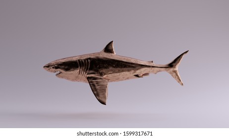 Bronze Great White Shark Left View 3d Illustration 3d Render