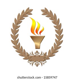 Realistic Fire Torch Gold Laurel Wreath Stock Illustration 315619643