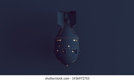 Bronze Navy Blue Nuke Thermonuclear Bomb with Navy Blue Background 3d illustration render