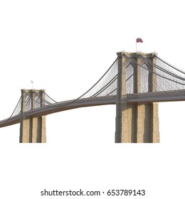 Brooklyn Bridge On White. 3D Illustration