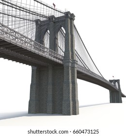 Brooklyn Bridge On White. 3D Illustration