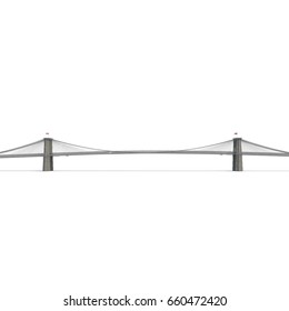 Brooklyn Bridge On White. Side View. 3D Illustration